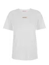 Marni White Crewneck T-shirt With Logo Patch On The Front In Cotton Woman