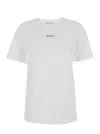 Marni White Crewneck T-shirt With Logo Patch On The Front In Cotton Woman