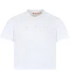 MARNI WHITE CROP T-SHIRT FOR GIRL WITH LOGO