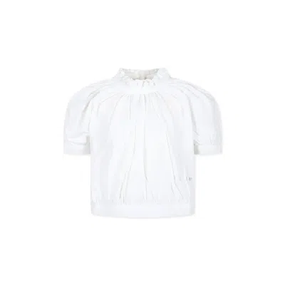 Marni Kids' White Crop Top For Girl With Logo