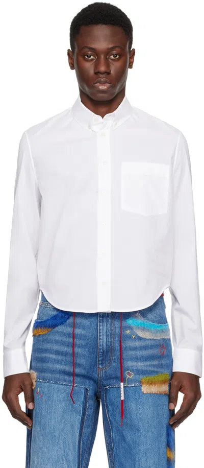 Marni White Cropped Long Sleeve Shirt In 00w01 Lily White