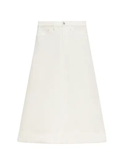 Marni White Denim Flared Midi Skirt