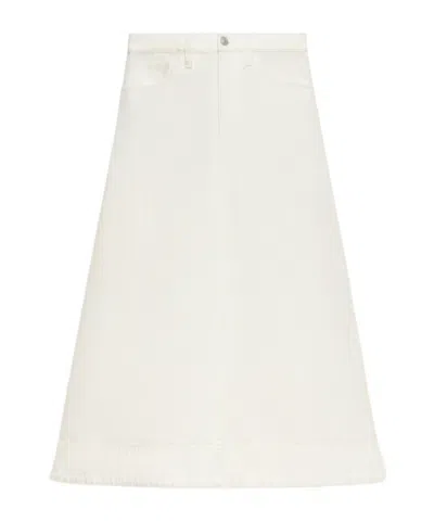 Marni White Denim Flared Midi Skirt In Gray