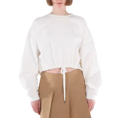 Marni White Drawstring Jersey Sweatshirt