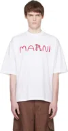Marni Cotton T-shirt With Flocked Animal Alphabet Logo In White