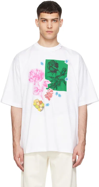 Marni White Flower Prints T-shirt In Cfw01 Lily White
