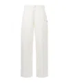Marni Womens 00w01 Logo-patch Relaxed-fit Cotton Gabardine Cargo Trousers In White