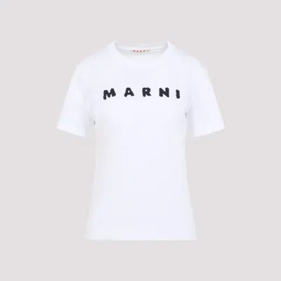 MARNI WHITE JERSEY LOGO T-SHIRT