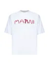 Marni Cotton T-shirt With Flocked Animal Alphabet Logo In White