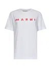 Marni White Jersey T-shirt With Scribbled Logo In White