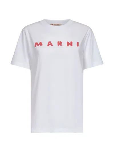 MARNI WHITE JERSEY MARNI SCRIBBLED LOGO T-SHIRT