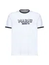 Marni Crew Neck T-shirt With Front Logo And Ribbed Accents In White