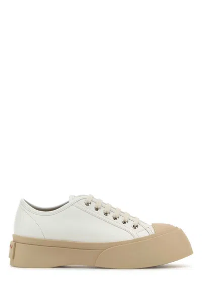 MARNI WHITE LACE UP SNEAKERS