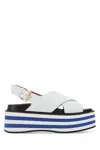 Marni Striped Leather Wedge-heel Sandals In 00w01