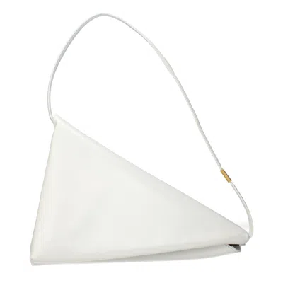 Marni Prisma Leather Shoulder Bag In White
