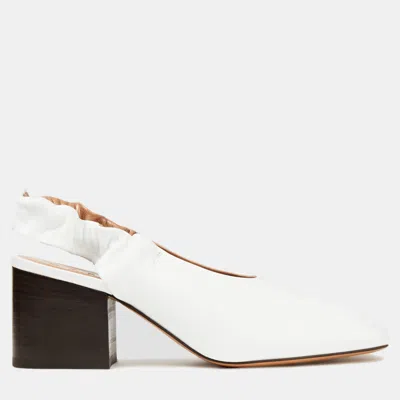 Pre-owned Marni White Leather Slingback Pumps Size 39