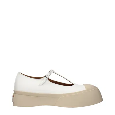 Marni White Leather Slip-on Loafers