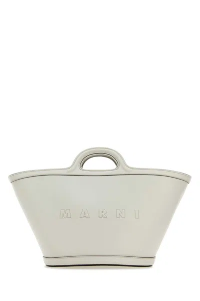 Marni White Leather Small Tropicalia Handbag In Gray