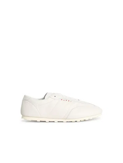 Marni White Leather Sneakers In Neutral