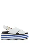 Marni Striped Leather Wedge-heel Sandals In White