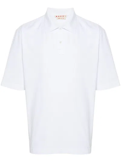 MARNI WHITE LOGO COTTON POLO SHIRT