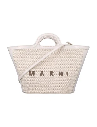Marni White Logo-embroidered Tote Bag
