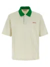 Marni Cotton Blend Polo Shirt With Contrasting Collar In Green