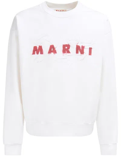 Marni Sweatshirt Mit Logo-print In White