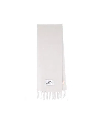 Marni White Logo Solid Scarf