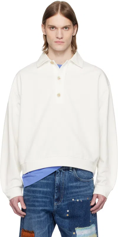 Marni White Loopback Cotton Jersey Polo In 00w02 Natural White