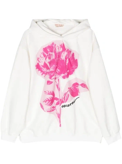 Marni White  Collage Flowers Sweatshirt