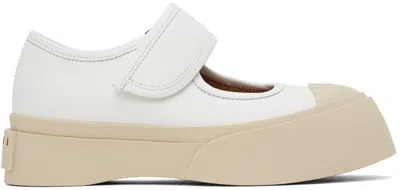 MARNI WHITE MARY JANE BALLERINA FLATS