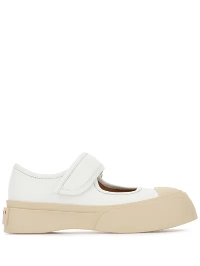 MARNI WHITE MARY JANE BALLET FLATS