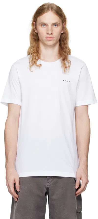 Marni Logo-print Cotton-jersey T-shirt In White