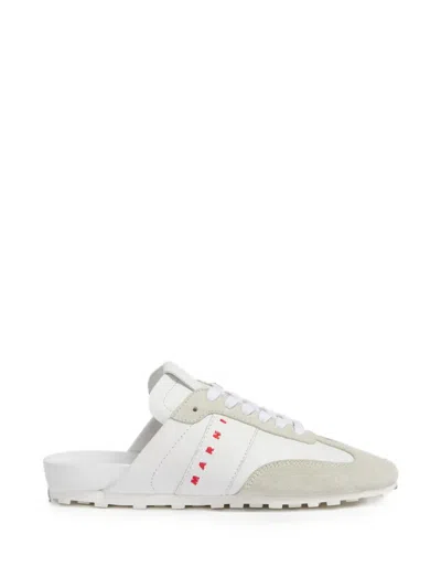 Marni White Nappa Leather And Suede Softy Soccer Slip-on Sneakers In Blue