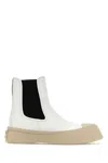 MARNI WHITE NAPPA LEATHER PABLO ANKLE BOOTS
