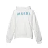 Marni Logo Printed Drawstring Hoodie In White