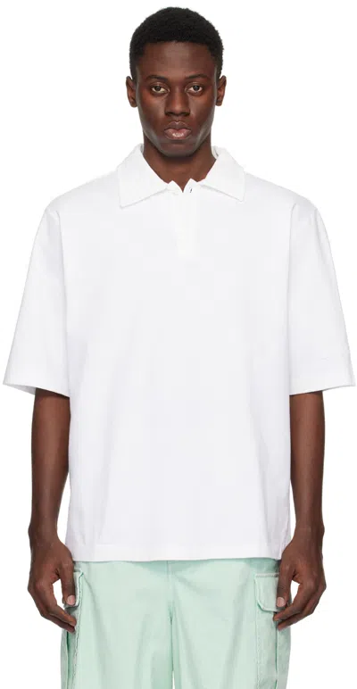 Marni White Oversized Polo In 00w01 Lily White