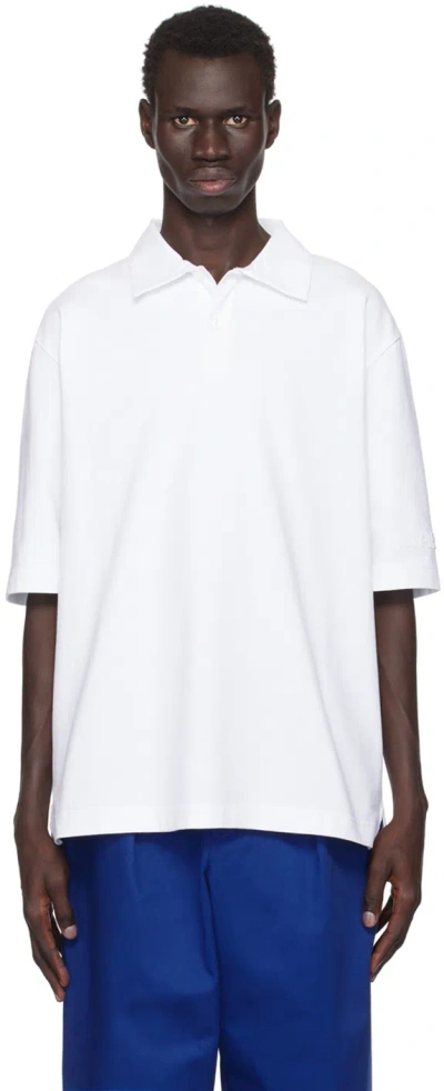 Marni Men's Logo Cotton Polo Shirt In White