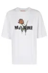 Marni White Oversized T-shirt With Floral Logo Design In White