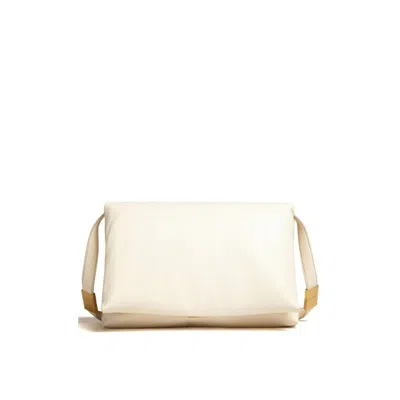 Marni White Padded Leather Shoulder Bag In Neutral