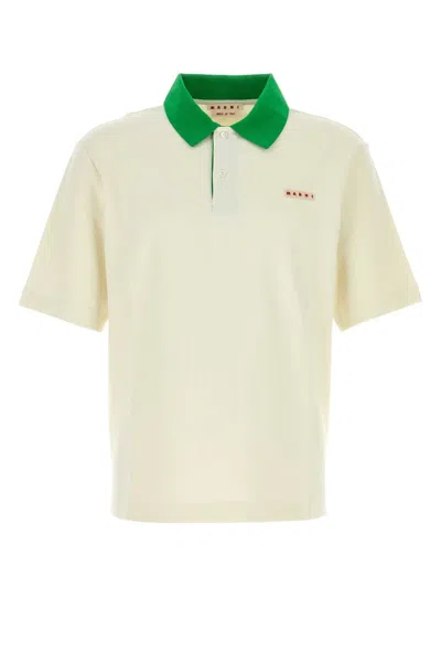 MARNI MARNI WHITE PIQUET POLO SHIRT