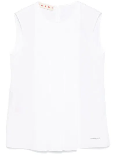 MARNI WHITE PLEAT-DETAIL BLOUSE