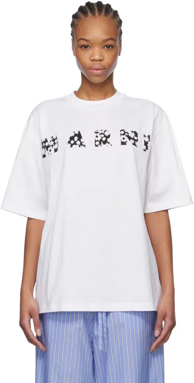 MARNI WHITE POP FIELDS LOGO T-SHIRT