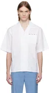 Marni White Poplin Bowling Hidden Logo Shirt In Low01 Lily White
