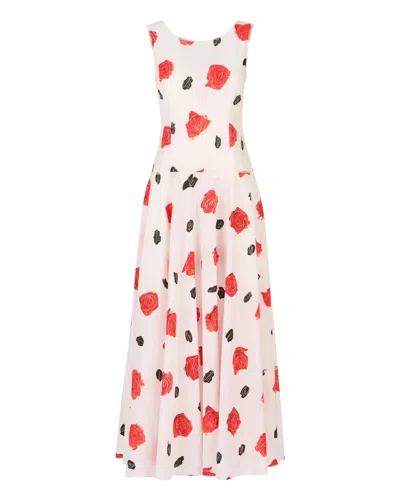 Marni White Poplin Bustier Dress With Iris Print