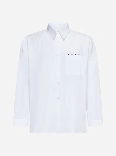 Marni Logo-print Shirt In Lily White.