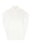 Marni Oversize Sleeveless Shirt Embroidered Detail In Lily White