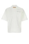 Marni White Poplin Bowling Hidden Logo Shirt In White