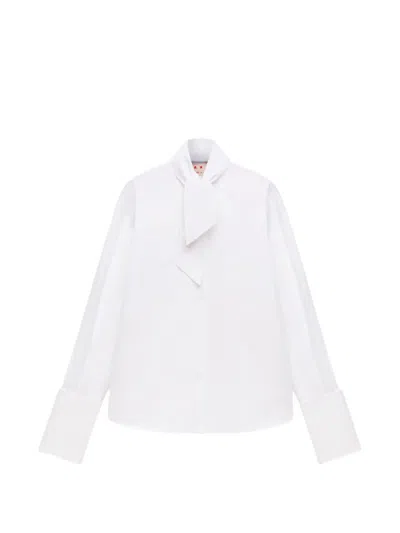 Marni White Poplin Shirt With Neck Tie